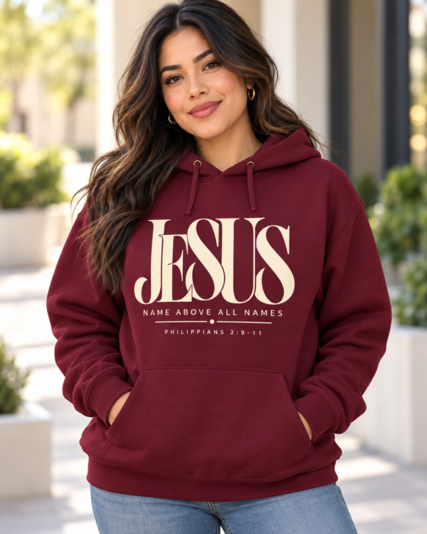 Jesus Name Above All Names Christian Hoodie, Philippians 2:9 Bible Verse