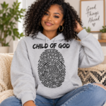 Child of God Christian Hoodie, Fingerprint Bible Verse