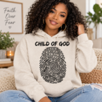 Child of God Christian Hoodie, Fingerprint Bible Verse