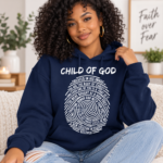 Child of God Christian Hoodie, Fingerprint Bible Verse