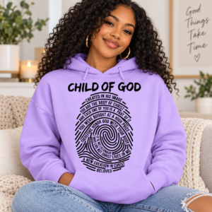 Child of God Christian Hoodie, Fingerprint Bible Verse