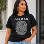 Child of God Christian T-Shirt, Fingerprint Bible Verse Tee